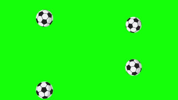 绿色屏幕背景上的弹跳足球运动循环