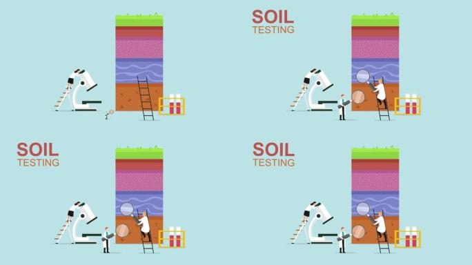 进行土壤测试的科学家小组