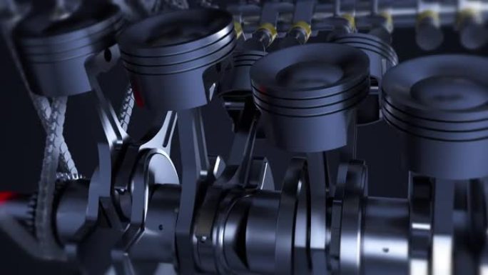 V8跑车发动机以中等速度工作并产生动力。