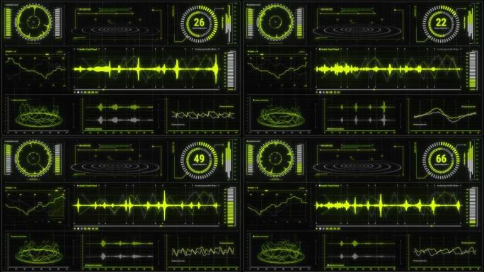 黄色录音和音频分析HUD接口元素