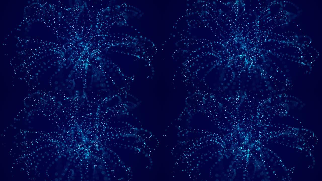 抽象的宇宙背景。缓慢的爆炸点。科技蓝色圆形背景。4k。银河