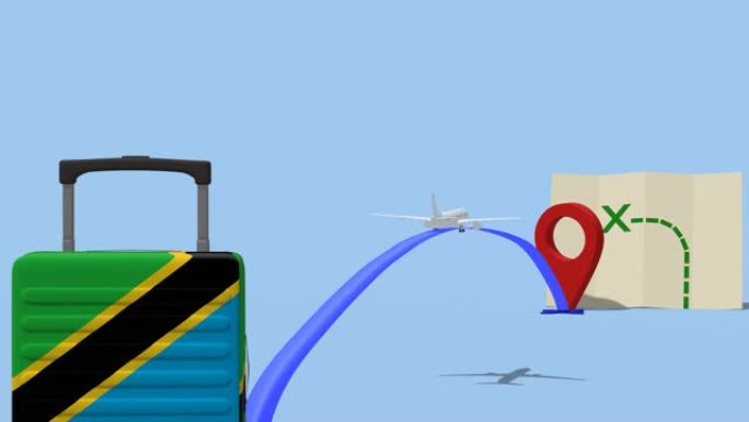 动画飞机和行李箱-坦桑尼亚之旅