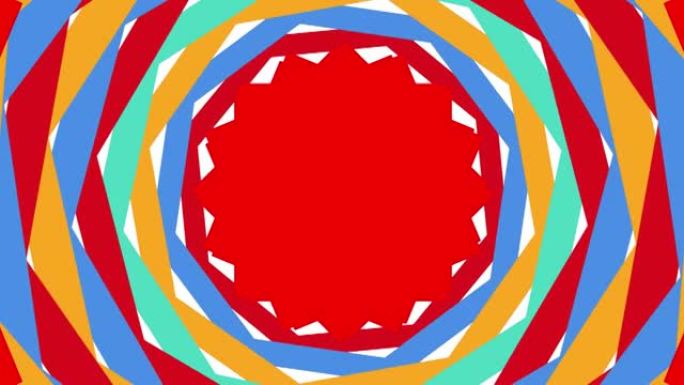 白色背景上的红色移动形状和彩色圆圈的动画