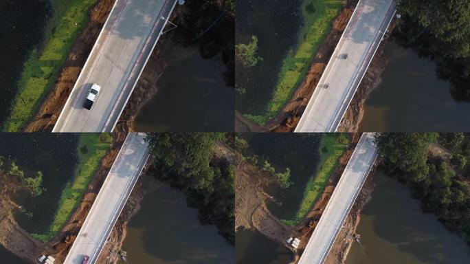 河桥路翻新和维修工作的鸟瞰图。