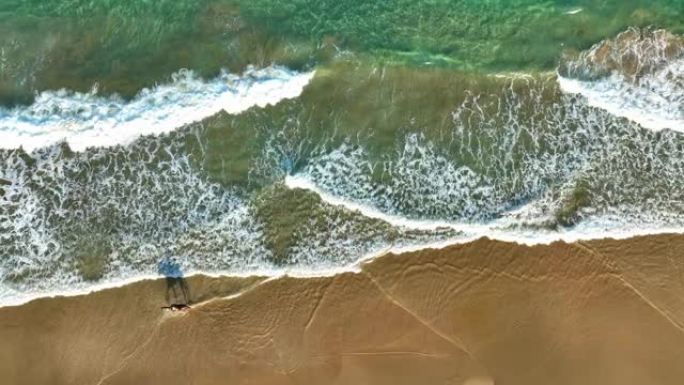 海滩鸟瞰图，无人机摄影