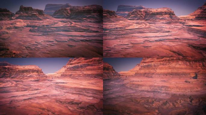 红色星球火星落基山脉的无人机飞行视图