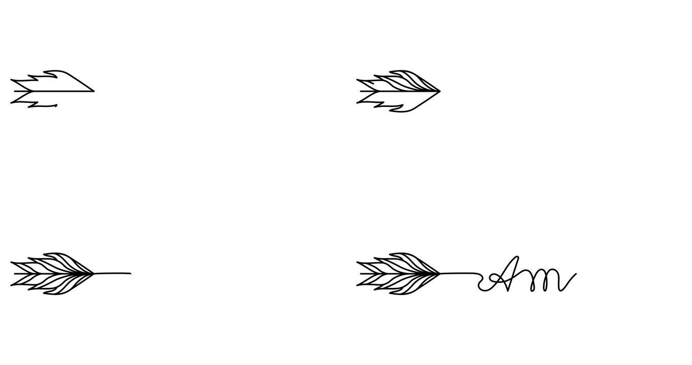 动画插图。以箭头的形式连续一行刻字amor (西班牙语中的爱)。手绘简约风格。4k视频