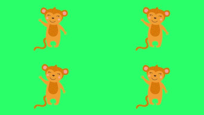 绿色屏幕上的动画老鼠。