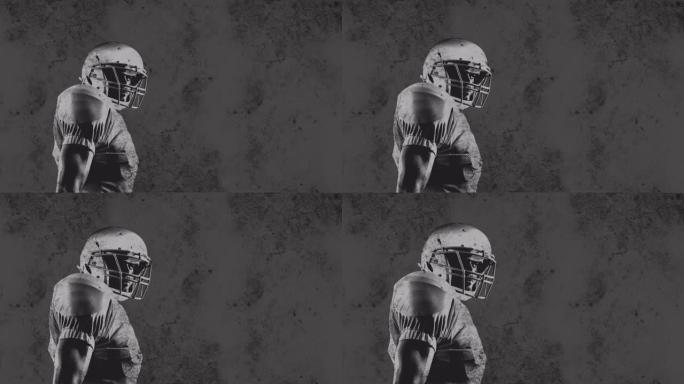 美国橄榄球运动员在灰色背景上的动画