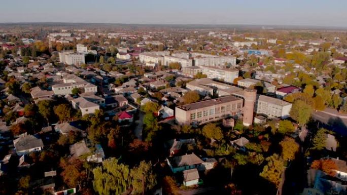 奥夫鲁奇古城的鸟瞰图。住宅和城市建筑。日托米尔地区。乌克兰