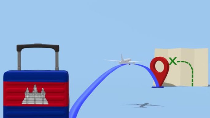 动画飞机和手提箱-柬埔寨之旅