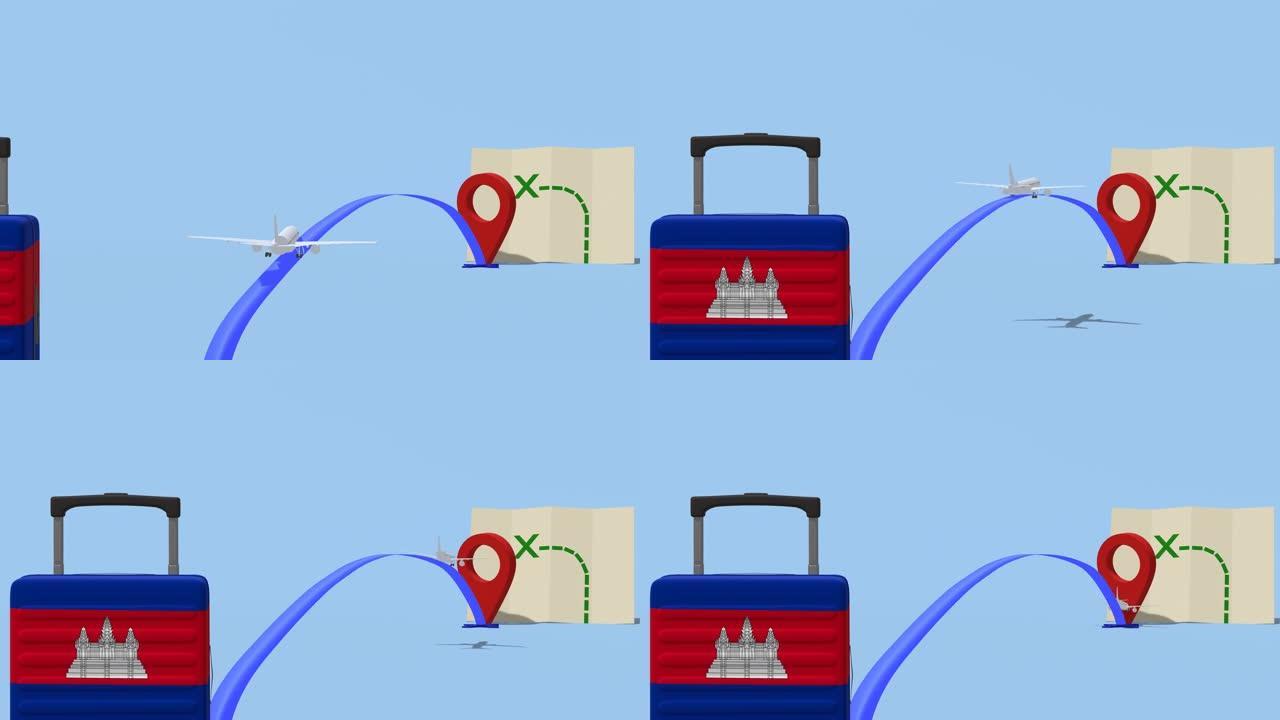 动画飞机和手提箱-柬埔寨之旅