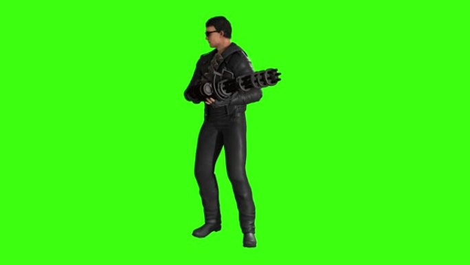 3d模型人与武器，动画，绿色屏幕