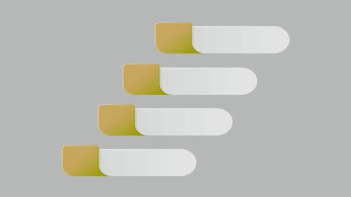 动画橙色和白色4步信息图表时间轴与灰色背景。