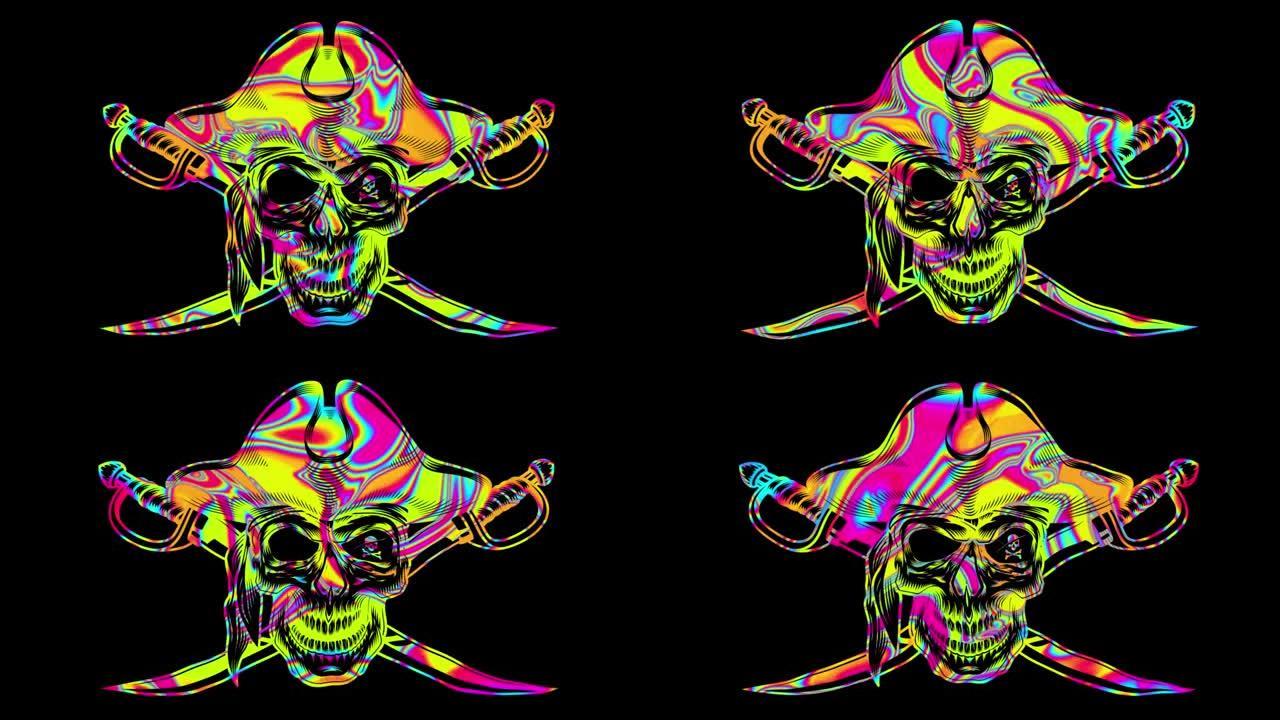 迷幻海盗骷髅圈标志图形元素背景