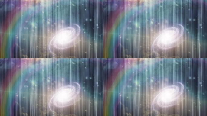 太空中的彩虹光线线条背景