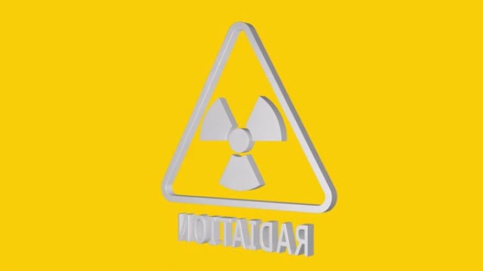 动画辐射危险警告标志。核标志。放射性元素。无缝循环视频