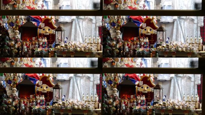 礼品和纪念品商店。童话人物、洋娃娃和连衣裙。俄罗斯