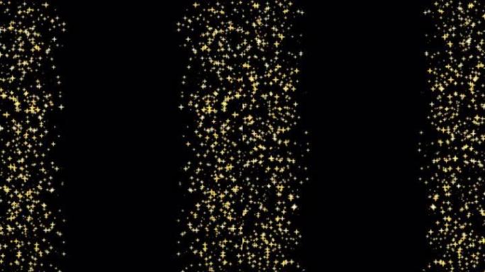 动画素材 (黑底) 竖型有许多金色的星星在一个圆圈上闪闪发光
