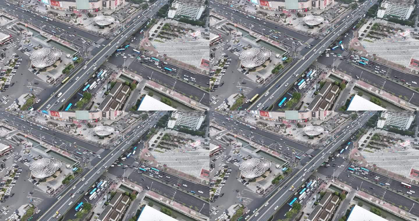 城市交通航拍车流路况道路汽车俯拍公路车辆