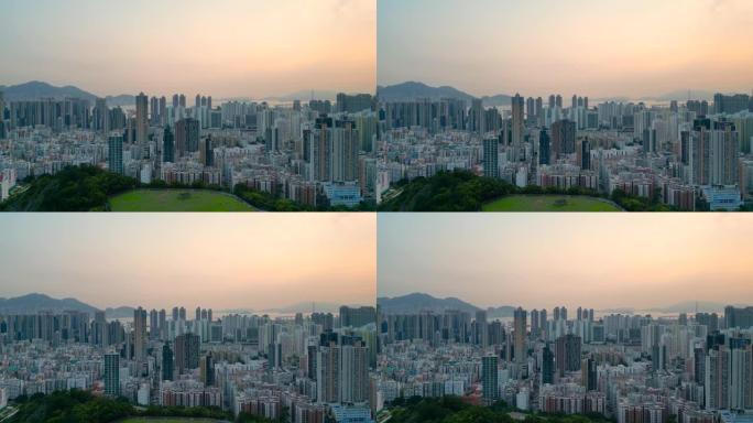 香港岛和九龙的2022年5月10日全景