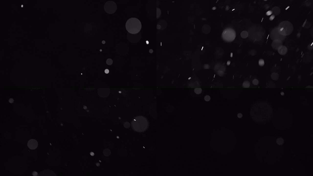 黑色背景上的雪粒效应