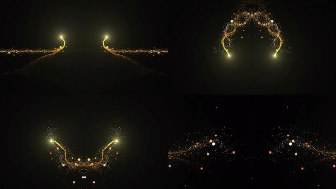 带有Alpha通道的金波克闪闪发光的粒子的飞行