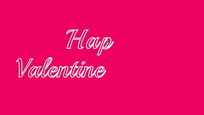 粉红背景上白色字母情人节快乐的3D动画。2月14日，情人节。