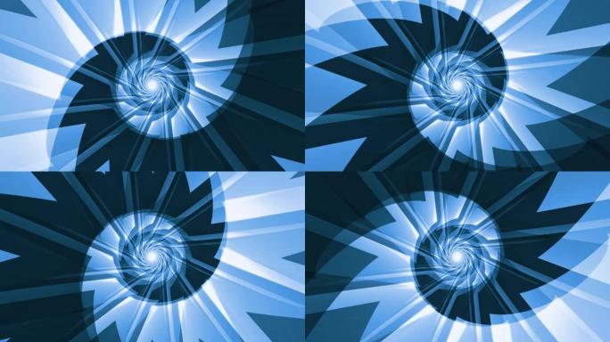 蓝色螺旋抽象动画风格化阴阳。循环催眠背景