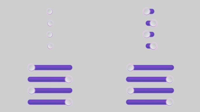 动画紫色和白色4步信息图表时间轴与灰色背景。
