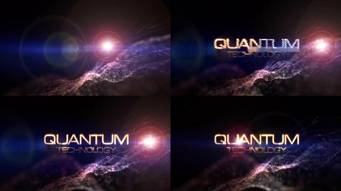 量子技术黄金文本抽象科学技术未来3D电影标题背景。商业网络技术介绍动画。