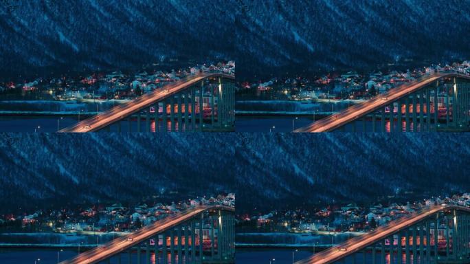 黄昏时特罗姆瑟桥的惊人电影镜头