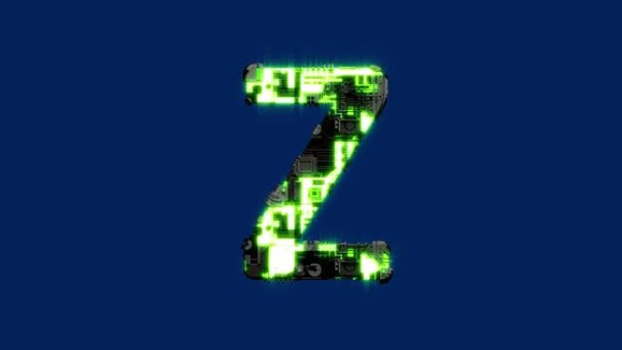 字母Z，暗铁网络朋克故障字体，孤立循环视频