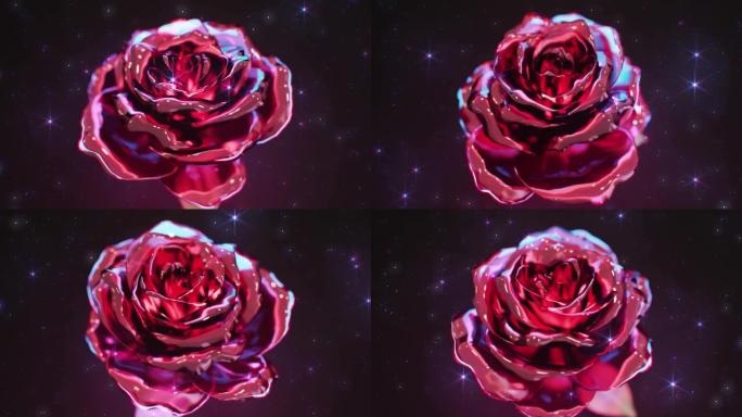 抽象的玻璃玫瑰与落下的玫瑰花瓣