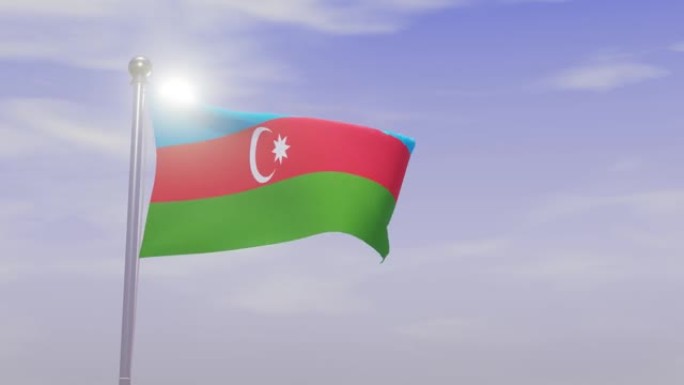带天空和风的动画国旗-阿塞拜疆