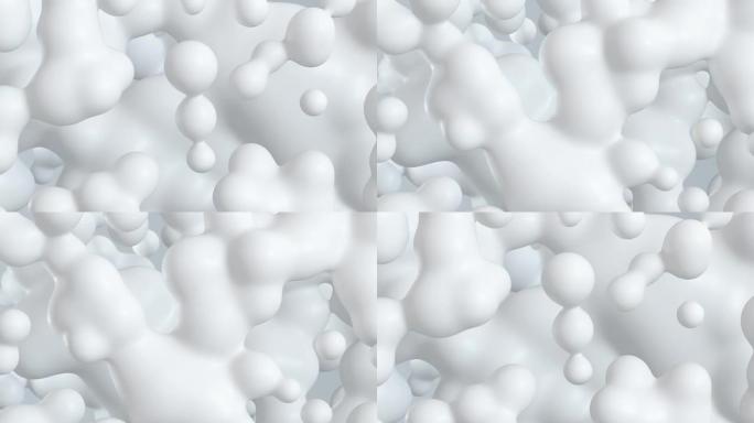 漂浮和混合的流体抽象白色球体
