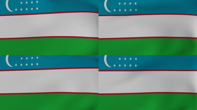 风中的国旗-循环动画-乌兹别克斯坦