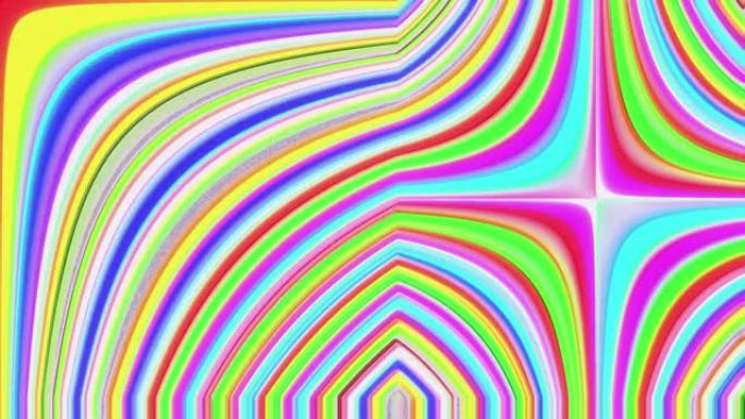 抽象波浪线概念背景，简约复古造型七彩条纹。