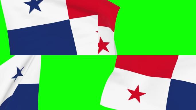 巴拿马挥旗过渡。巴拿马国旗4k和1080高清镜头在绿色屏幕chromakey。三维渲染