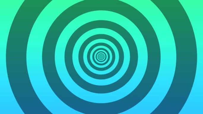 一个无尽的圆圈在外面移动。绿色抽象扩展圆圈动画。无缝循环。
