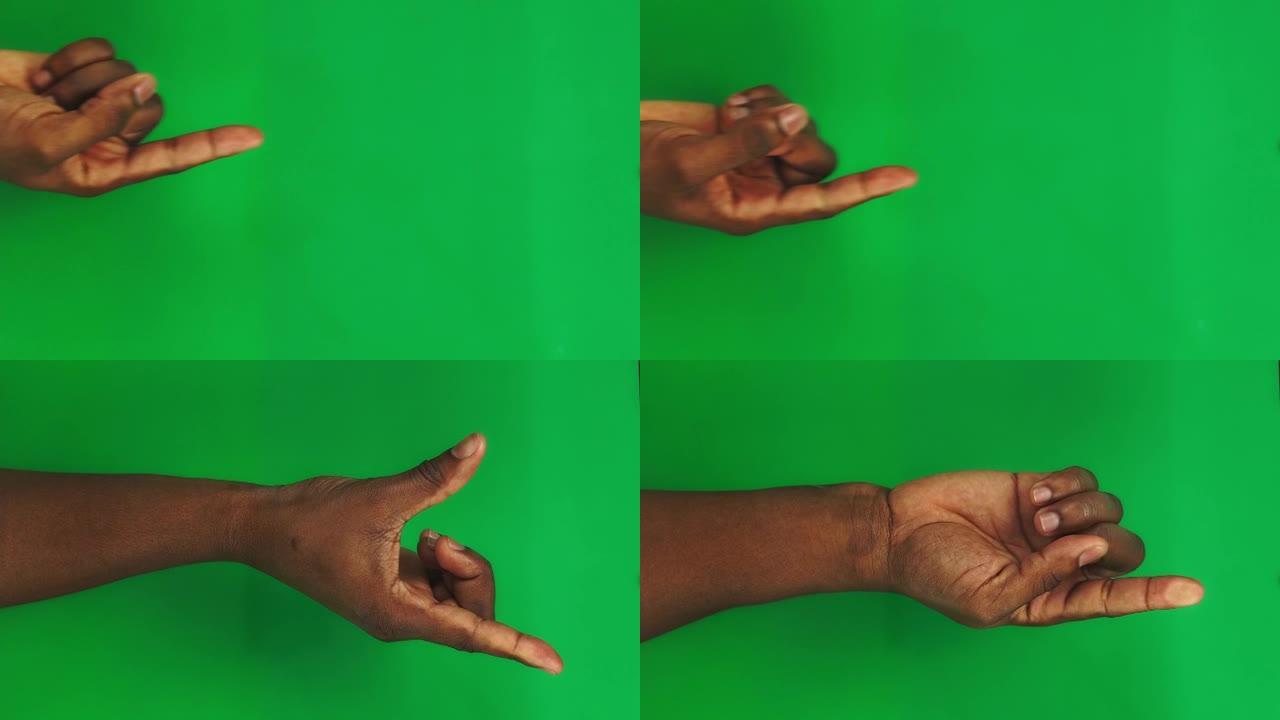 15个手势包，用于在绿色屏幕上用男性黑手控制触摸屏