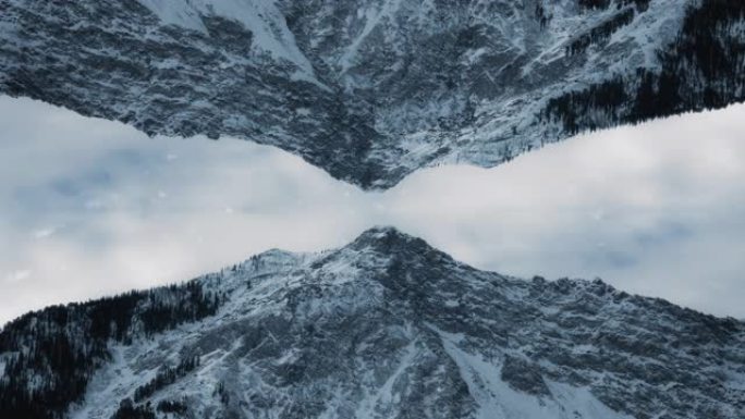 两座山峰相遇与降雪之间的抽象概念