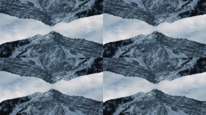 两座山峰相遇与降雪之间的抽象概念
