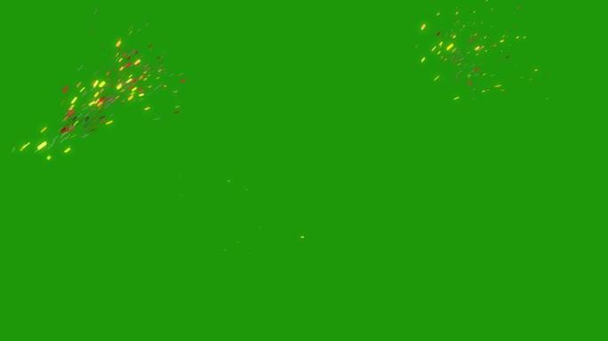 彩色五彩纸屑爆炸绿色背景。股票视频