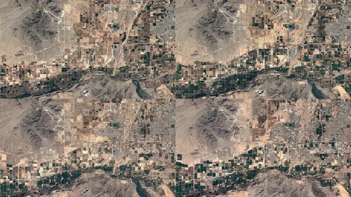 时间流逝的城市增长: 亚利桑那州凤凰城，来自卫星1984年和2020。