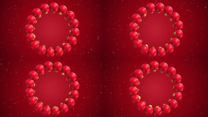 圣诞新年红球花环动画无缝循环背景