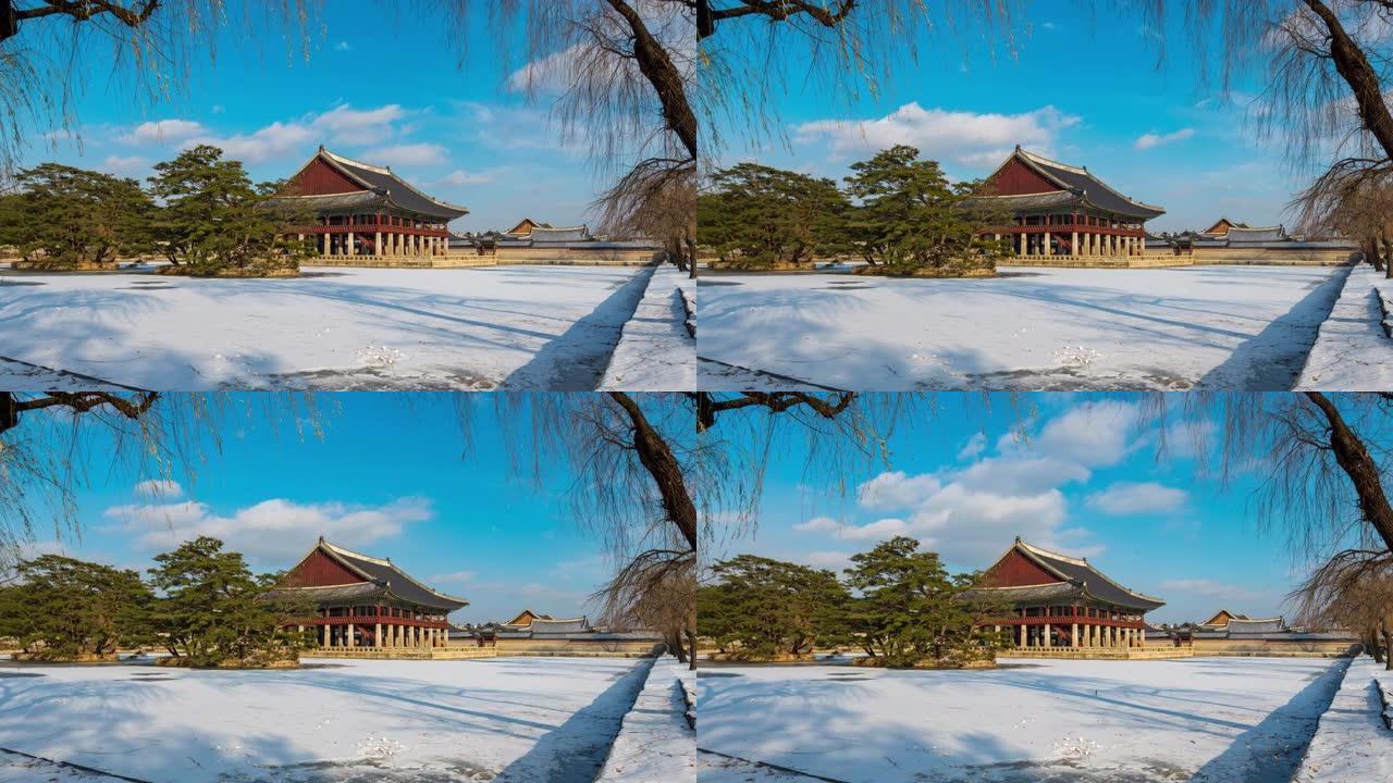 韩国庆会楼的冬天