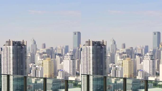 泰国曼谷公寓城市景观上的垂直视频无限边缘池