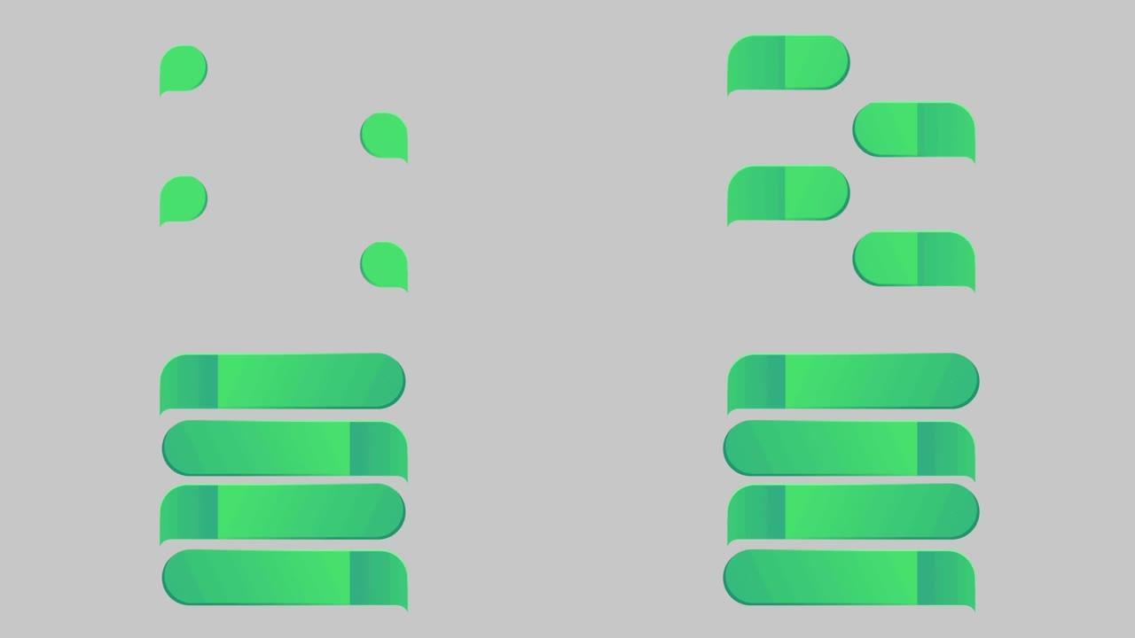 动画绿色4步信息图表时间轴与灰色背景。