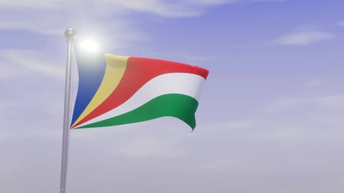 带天空和风的动画国旗-塞舌尔
